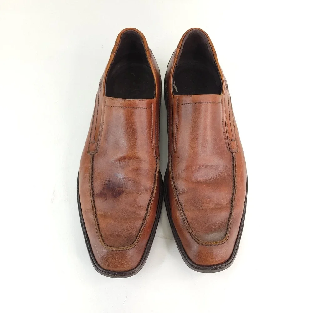 Ecco Shock Point Casual Loafers Mens ‎ EU 46 US 12 Brown Leather Shoes